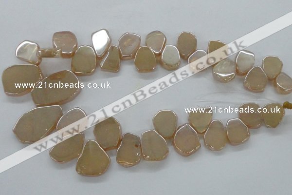 CTD908 Top drilled 15*20mm - 20*30mm freeform plated quartz beads