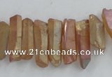 CTD911 Top drilled 5*15mm - 6*25mm wand plated quartz beads