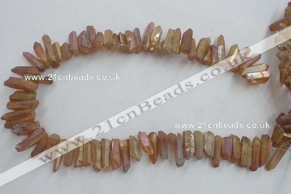 CTD911 Top drilled 5*15mm - 6*25mm wand plated quartz beads