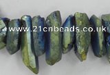 CTD914 Top drilled 5*15mm - 6*25mm wand plated quartz beads