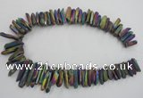 CTD919 Top drilled 6*25mm - 8*40mm wand plated quartz beads