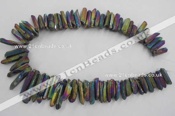 CTD919 Top drilled 6*25mm - 8*40mm wand plated quartz beads