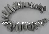 CTD922 Top drilled 15*20mm - 18*38mm wand plated quartz beads