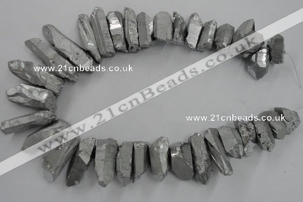 CTD922 Top drilled 15*20mm - 18*38mm wand plated quartz beads