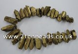 CTD924 Top drilled 15*20mm - 18*38mm wand plated quartz beads