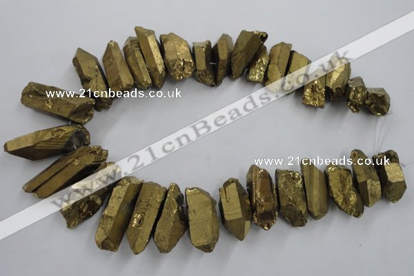 CTD924 Top drilled 15*20mm - 18*38mm wand plated quartz beads