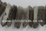 CTD927 Top drilled 6*18mm - 6*35mm wand smoky quartz beads