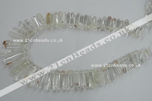 CTD935 Top drilled 6*15mm - 7*40mm wand AB grade white crystal beads