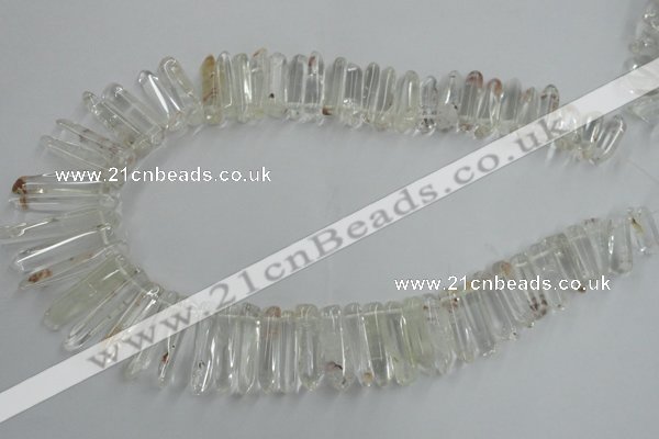 CTD935 Top drilled 6*15mm - 7*40mm wand AB grade white crystal beads