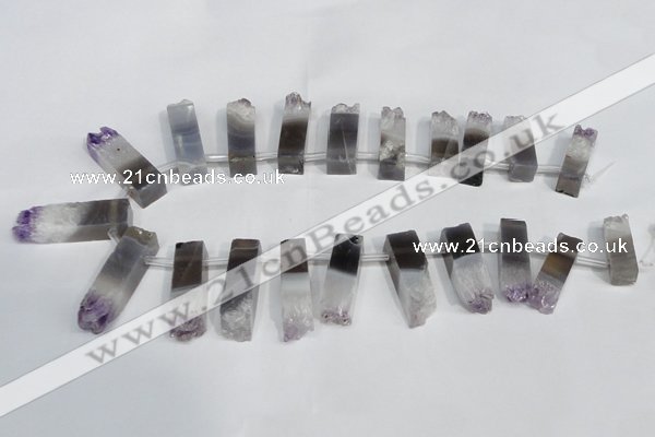 CTD940 Top drilled 8*25mm - 10*40mm sticks druzy amethyst beads