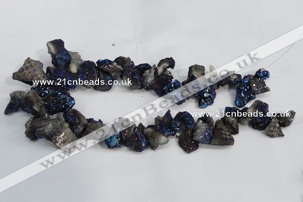 CTD945 Top drilled 10*15mm - 15*25mm nuggets plated druzy agate beads