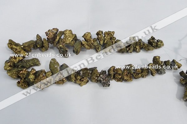 CTD946 Top drilled 10*15mm - 15*25mm nuggets plated druzy agate beads