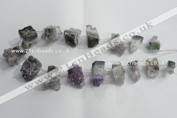 CTD954 Top drilled 15*25mm - 20*30mm nuggets druzy amethyst beads