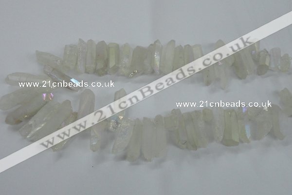 CTD957 Top drilled 8*20mm - 10*35mm nuggets AB-color white crystal beads