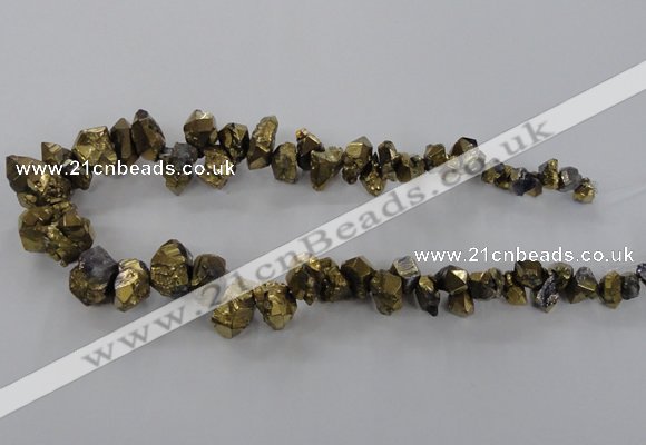 CTD972 Top drilled 8*10mm - 15*25mm nuggets plated quartz beads