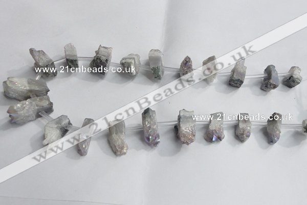 CTD988 Top drilled 10*15mm - 12*25mm nuggets plated druzy amethyst beads