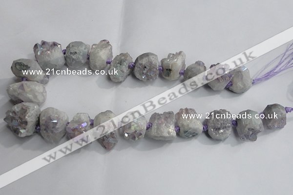 CTD989 Top drilled 15*20mm - 20*25mm nuggets plated druzy amethyst beads