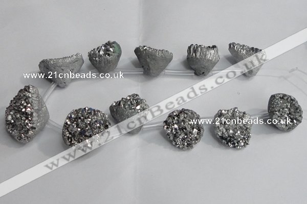 CTD991 Top drilled 12*15mm - 18*25mm nuggets plated druzy agate beads