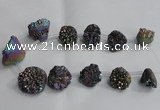 CTD993 Top drilled 12*15mm - 18*25mm nuggets plated druzy agate beads