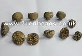 CTD994 Top drilled 12*15mm - 18*25mm nuggets plated druzy agate beads