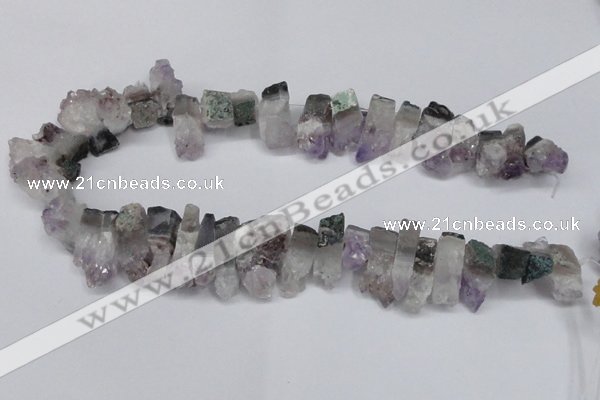 CTD995 Top drilled 10*15mm - 12*25mm sticks plated druzy amethyst beads