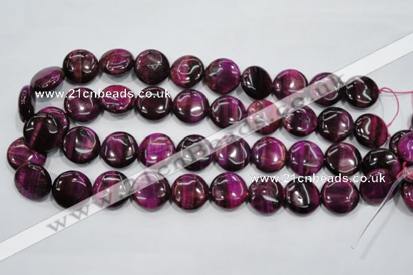CTE1006 15.5 inches 20mm flat round dyed red tiger eye beads