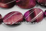 CTE1010 15.5 inches 20*30mm twisted oval dyed red tiger eye beads