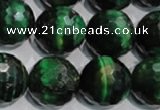 CTE1018 15.5 inches 18mm faceted round dyed green tiger eye beads