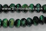 CTE1022 15.5 inches 6*10mm faceted rondelle dyed green tiger eye beads