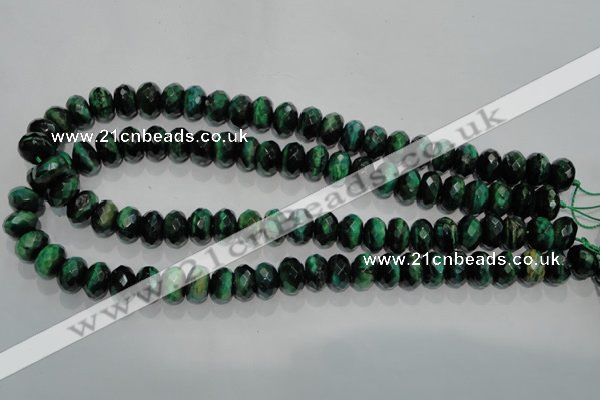 CTE1022 15.5 inches 6*10mm faceted rondelle dyed green tiger eye beads