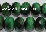 CTE1025 15.5 inches 12*16mm faceted rondelle dyed green tiger eye beads