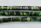 CTE1029 15.5 inches 6*12mm tube dyed green tiger eye beads wholesale