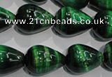 CTE1033 15.5 inches 15*20mm teardrop dyed green tiger eye beads