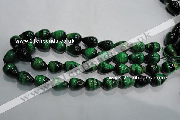 CTE1033 15.5 inches 15*20mm teardrop dyed green tiger eye beads