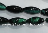 CTE1036 15.5 inches 8*18mm rice dyed green tiger eye beads