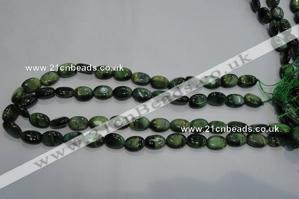 CTE1048 15.5 inches 10*14mm oval dyed green tiger eye beads