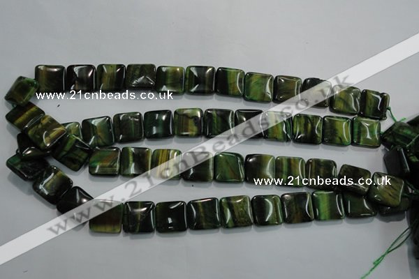 CTE1072 15.5 inches 15*15mm square dyed green tiger eye beads