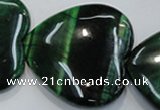 CTE1086 15.5 inches 40*40mm heart dyed green tiger eye beads