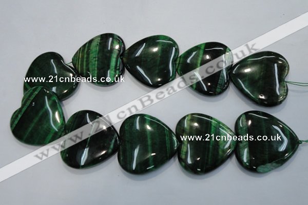 CTE1086 15.5 inches 40*40mm heart dyed green tiger eye beads