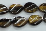 CTE109 15.5 inches 12*18mm twisted teardrop yellow tiger eye beads