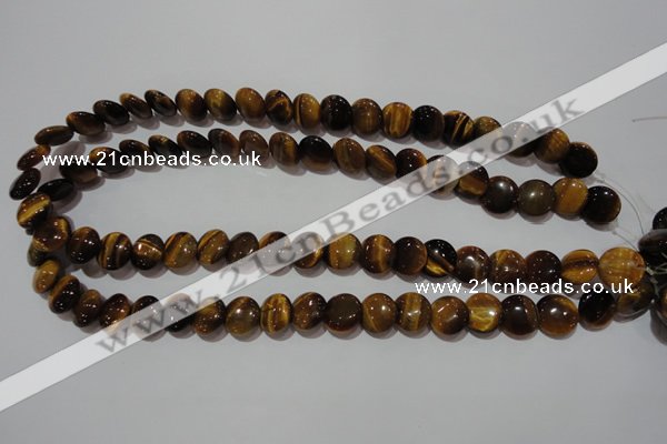 CTE1091 15.5 inches 12mm flat round yellow tiger eye beads