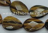 CTE111 15.5 inches 16*22mm faceted & flat teardrop yellow tiger eye beads