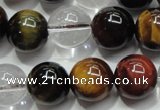 CTE1127 15 inches 10mm round mixed tiger eye & white crystal beads