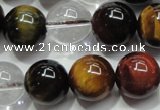 CTE1128 15 inches 12mm round mixed tiger eye & white crystal beads