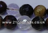 CTE1133 15 inches 10mm faceted round mixed tiger eye & white crystal beads