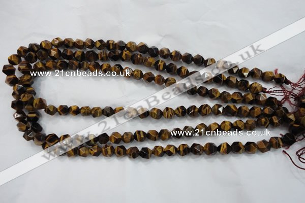 CTE1200 15 inches 6mm faceted nuggets yellow tiger eye beads