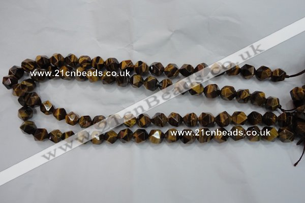 CTE1202 15 inches 10mm faceted nuggets yellow tiger eye beads