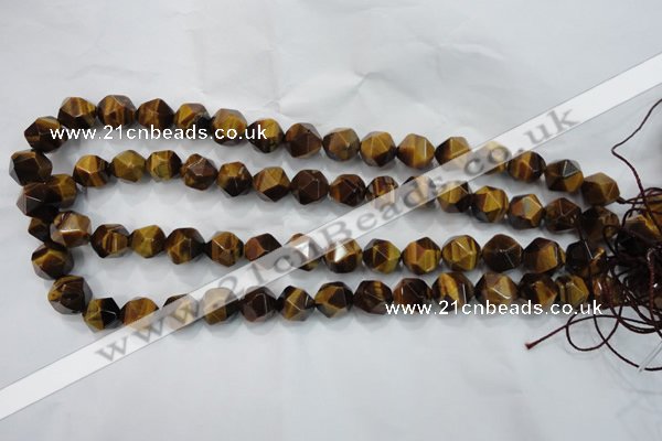 CTE1203 15 inches 12mm faceted nuggets yellow tiger eye beads