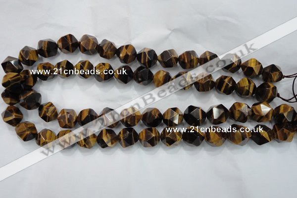 CTE1204 15 inches 14mm faceted nuggets yellow tiger eye beads