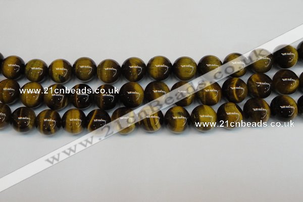 CTE1222 15.5 inches 14mm round AB+ grade yellow tiger eye beads